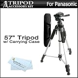 57 Camera / Camcorder Tripod w/ Carrying Case For Panasonic HC-V700, HC-V700M, HC-V500, HC-V500M, HC-V100, HC-V100M, HC-V10, HC-X900M, HC-X900, HC-X800 Camcorder