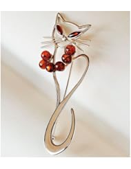 Smithsonian Baltic Amber Sassy Cat Pin