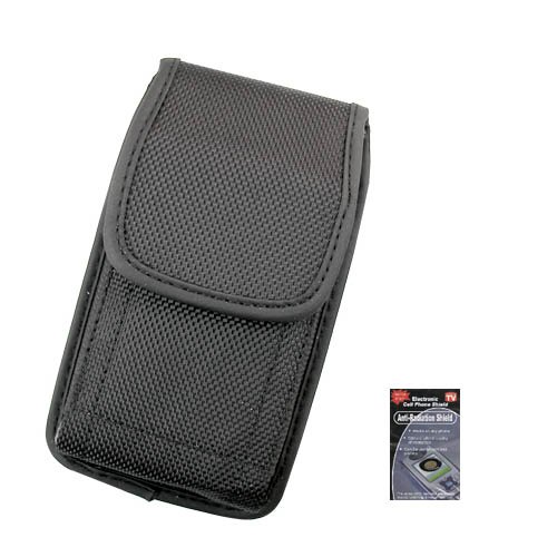 Canvas Vertical Heavy Duty Case with Metal Clip and Velcro Closure Big Enough to Fit the Otterbox Defender Case for Samsung Galaxy S3, SIII Phones. Comes with Antenna booster.