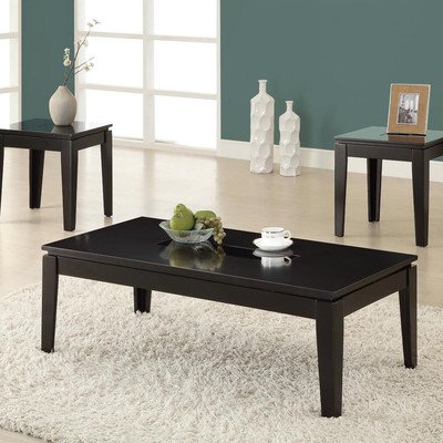 Monarch Specialties 3-Piece Promotional Table Set, Glossy/Dark Espresso