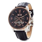 Constantin Durmont Herren-Armbanduhr XL Travis Analog Automatik Leder CD-TRAV-AT-LT-STRG-BK