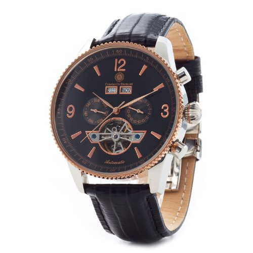 Constantin Durmont Herren-Armbanduhr XL Travis Analog Automatik Leder CD-TRAV-AT-LT-STRG-BK