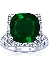 18K White Gold Cushion Cut Emerald Ring With Sidestones (GIA Certificate)
