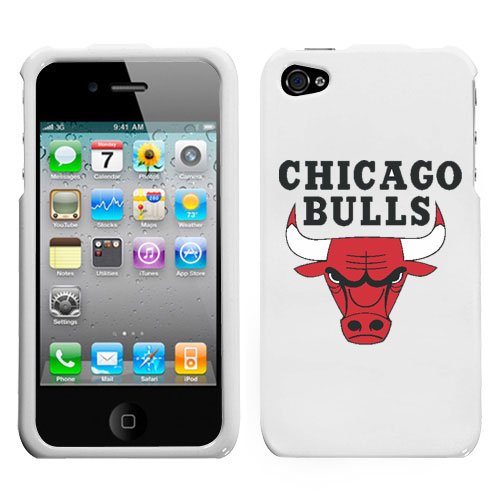 iPhone 4 4S Chicago Bulls White Superior Snap on Hard Cover