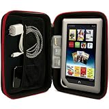 Barnes & Noble NOOK Tablet Hard Cube (NEWEST Version, Color, BNTV250) Vangoddy Harlin Reinforced Accessories Case with handle & Unique Device Friendly Velcro Usability - RED
