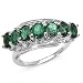 2.25 Carat Genuine Emerald Ovals 7-Stone Sterling Silver Ring
