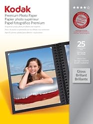 Kodak Glossy Premium Photo Paper, 8.5 x 11 Inches, 25 Sheets per Pack (8689283)