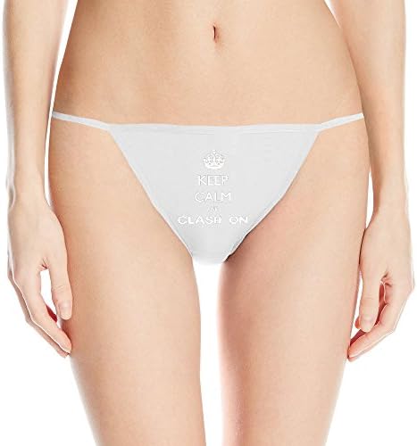 AM Lin's Comfortable Keep Calm And Clash On White Belt Thongs For Womens White Size Small