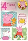 Peppa Pig - Age 4 Birthday Card With Badge - 4th