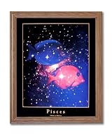 Pisces Fish Zodiac Sign Astrology Home Decor Wall Picture Oak Framed Art Print