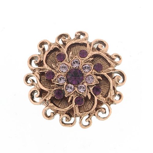 Copper Sun Amethyst Flower Cocktail Ring