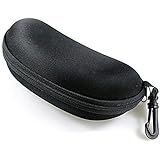 Black Hard Zipper Case Eye Glasses Sunglass Bag W Carabiner Hook