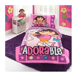 DORA THE EXPLORER 10 PC TODDLER BEDDING SET Complete Bedroom Set with LAMP ETC