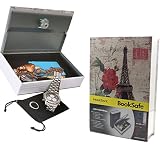 EIOU 9.4*6.3* 2.3 inches Eiffel Tower safe box ,Book Safe with Key Lock, Metal