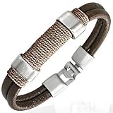Urban Male Brown Leather Modern Surf Bracelet for Men
