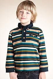 Autograph Pure Cotton Corduroy Collar Striped Rugby Shirt