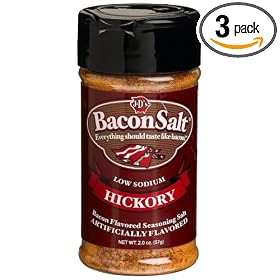 J&D's Hickory Bacon Salt, Low Sodium, 2-Ounce Bottle (Pack of 3)