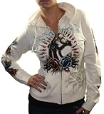 ED HARDY Christian Audigier Panther Tattoo Womens Hoodie Sweatshirt