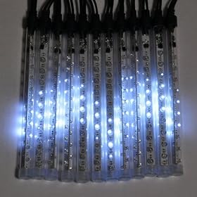 LED Mini Snowfall Light Tubes, Double Sided, 1/2 Diameter X 8 inches Long (12 Tubes Plus Adapter), whiteLED Mini Snowfall Light Tubes, Double Sided, 1/2 Diameter X 8 inches Long (12 Tubes Plus Adapter)