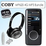 Coby MP620-4G MP3 Video Player Black With 1.8in LCD 4GB Flash Memory & FM Bundle With Accessories