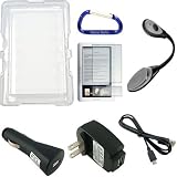 Super Bundle for the Barnes and Noble Nook eReader (1st Edition): Hard Crystal Case (Clear), eBook LED Bright Light, USB Data Sync Cable, Screen Protector, USB Car Charger, USB Wall Home/Travel Charger, and Free Carabiner Key Chain