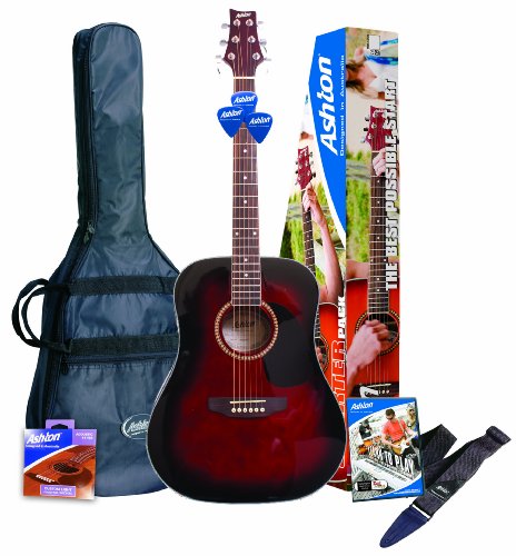 Ashton SPD25WRS Akustik Gitarre mit eingebauten Tuner und Zubeh&ouml;r rotwein Preisvergleich