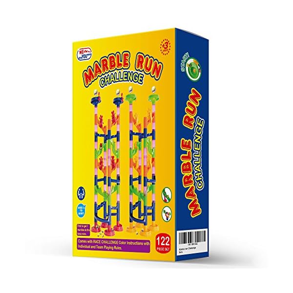 Marble Run Challenge 122 piece set. Race to the Bottom. Marbles Will