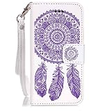 DOTORA iPhone SE / iPhone 5S / iPhone 5 専用レザーケース 風鈴花柄 おしゃれ かわいい マグネット式 ストラップ付 ICカード収納 スタンド機能 耐衝撃 保護