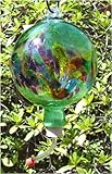 Kitras Art Glass - Art Nouveau Hand Blown Glass Hummingbird Feeder - Green