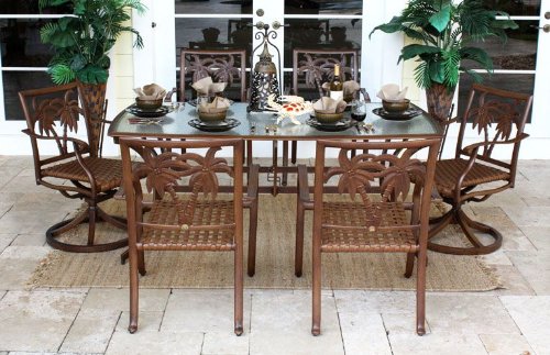 Coco Palm Swivel 7 Piece Dining Group with Arm Chairs product image