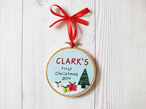 Personalized Baby's First Christmas ornament, Christmas tree decor, Christmas Embroidery hoop keepsake, holiday decor, custom baby gift