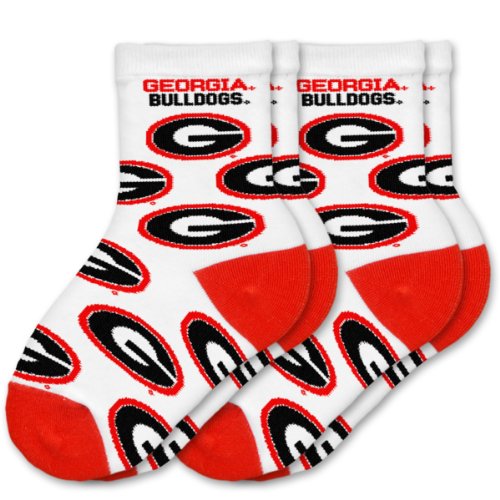 NCAA Georgia Bulldogs Infant Two Pack Socks All Over Logo