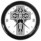 Black Wall Clock of Celtic Cross (Irish Jewelry, Pendant, Ring, Necklace)