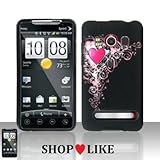 Rubberized Silver Black Pink Vine Heart Snap on Design Case Hard Case Skin  ....
