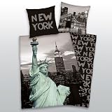 Herding 485916050 Bettw&auml;sche New York Liberty , 80 x 80 und 135 x 200 cm, Microfaser
