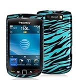 Black n Baby Blue Zebra Design Crystal Hard Skin Case Cover for Blackberry  ....