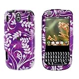 Premium Purple Flower Design Snap-On Cover Hard Case Cell Phone Protector with Optional Detachable Belt Clip for Palm Pixi