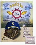 1969 Seattle Pilots MLB Team Autographed Logo Collage 16 x 20 Photograph (Unframed)
