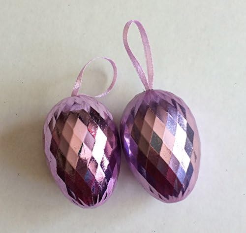 Hanging Foam Easter Egg Ornaments - Set of 10 - Home Garden Holiday Decoration (Lavender / Purple Prism)