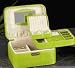 Jewelry and Watch Case Box with Removable Travel Tray in Lime Green Textured Leather