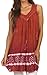 Sakkas Ruth Sequin Embroidered Batik Relaxed Fit Sleeveless V-Neck Top