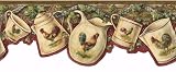 Roosters on Pitchers Red Die-Cut Wallpaper Border by 4Walls