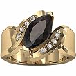 14K Yellow Gold Smoky Quartz and Diamond Ring