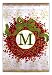 Monogram Holiday Wreath Garden Size Flag M