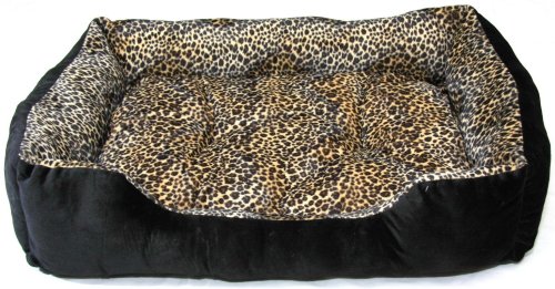 Designer Pet Bed for Dog or Cat - Soft and Elegant Leopard Print - X-large