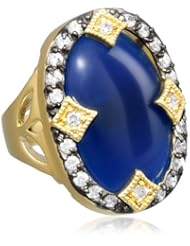 Riccova "Cosmopolitan" 14K Gold Plated Blue Oval Stone Statement Ring, Size 7