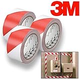 3M Red & White Hazard Warning/Safety Stripe Tape 2" x 36 Yard (3-Pack)