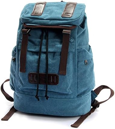 Outdoor leisure canvas bag / backpack / shoulder bag / travel bag mountaineering bag-Lake Blue