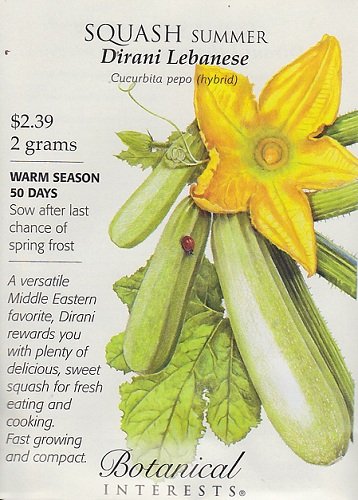 Dirani Lebanese Summer Squash Seeds - 2 grams - Botanical Interests Dirani Lebanese Summer Squash Seeds - 2 grams - Botanical Interests