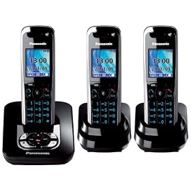 Panasonic KX-TG8423EB Colour DECT Trio Telephone with Answer Machine - Black
